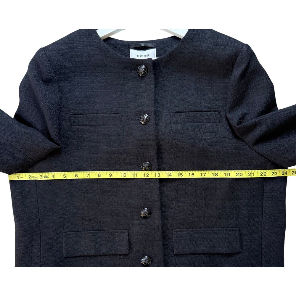 REISS Nola Cropped Wool Jacket - Black - Picture 6 of 10